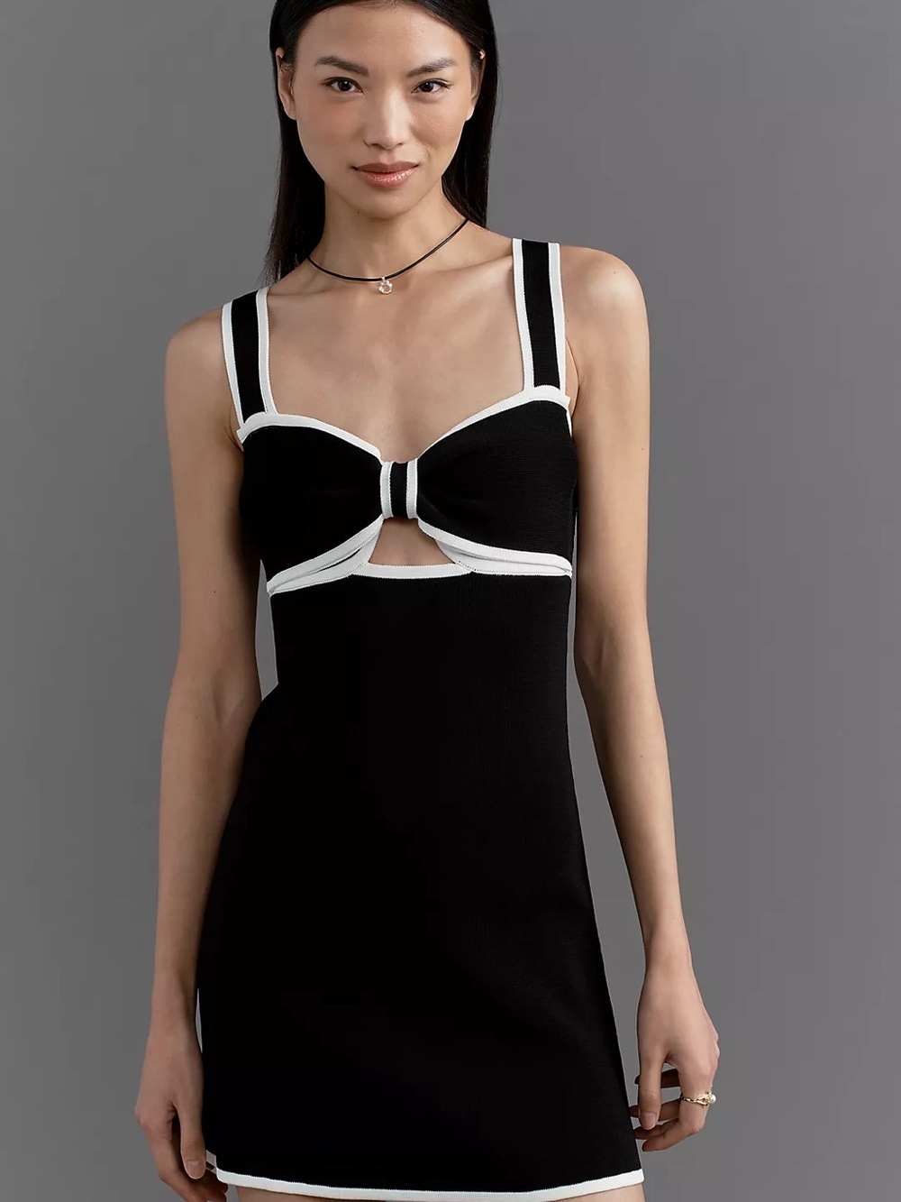 Black & White Cutout Mini Dress, Maeve, Anthropologie, S petite